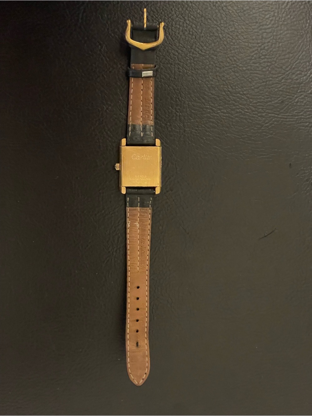1970’s Vintage Must De Cartier Tank, Gold Plated, Sapphire Cabochon, Manual Wind - Picture 12 of 15
